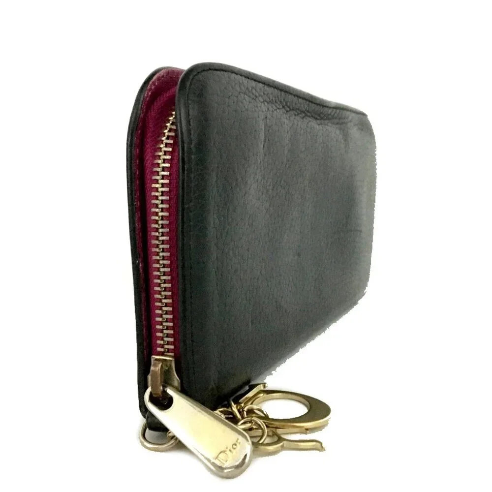 Christian Dior Diorissimo Leather Zip Around Long Wallet Black/7BC1224